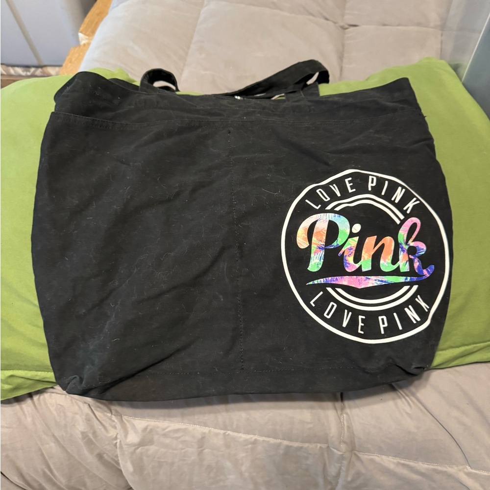 Black Tote Bag with Colorful Logo